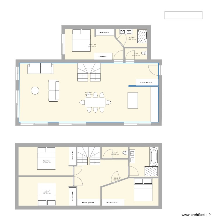 Maison Feves bis. Plan de 8 pièces et 143 m2
