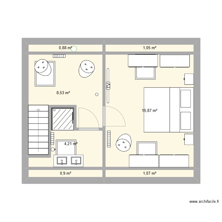 etage2. Plan de 7 pièces et 33 m2