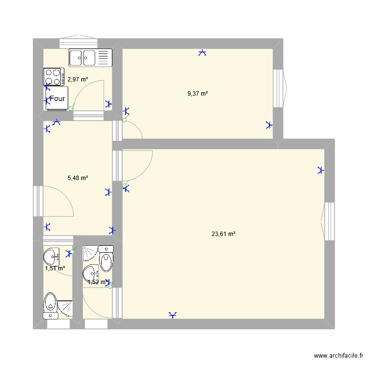 madanigth78. Plan de 6 pièces et 44 m2