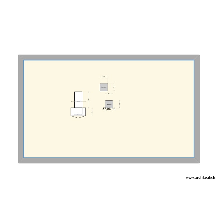 Cuisine. Plan de 1 pièce et 37 m2