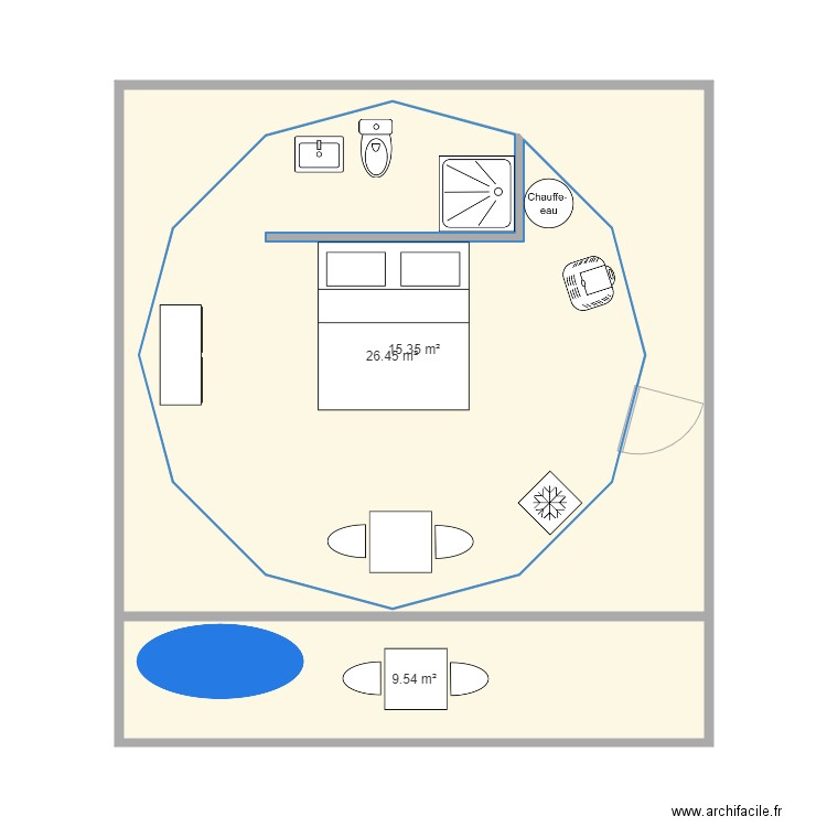 6 metres. Plan de 0 pièce et 0 m2