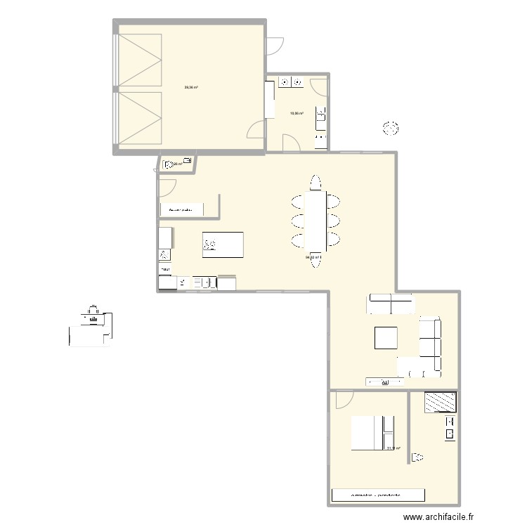 essai. Plan de 5 pièces et 177 m2