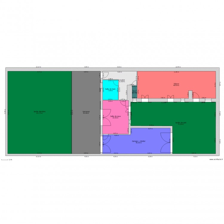 maison U avec jardin. Plan de 0 pièce et 0 m2