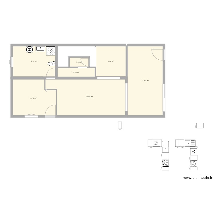 MAISON 2 RDC STUDIO ET EXT. Plan de 0 pièce et 0 m2