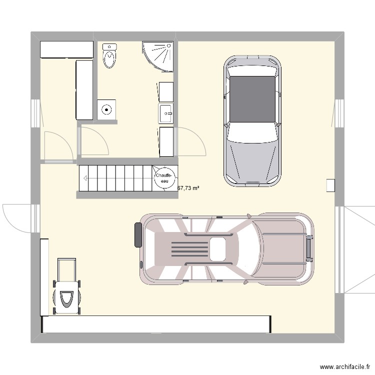 rez de chaussée saint martin. Plan de 1 pièce et 68 m2