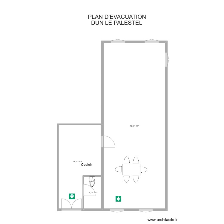 23 DUN-LE-PALESTEL. Plan de 3 pièces et 67 m2