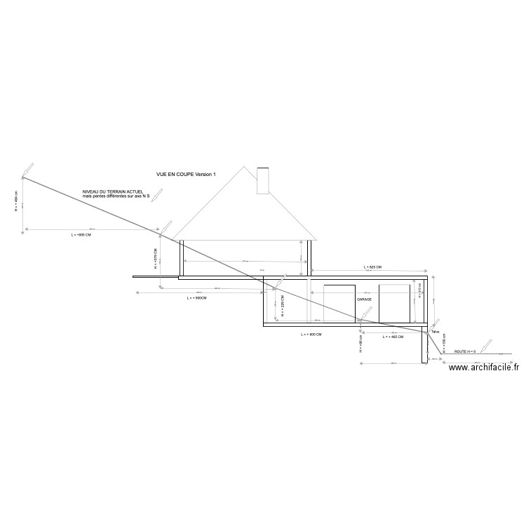 Coupe . Plan de 0 pièce et 0 m2