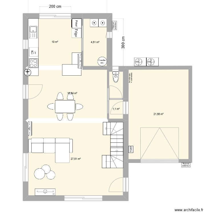 Extension. Plan de 14 pièces et 126 m2