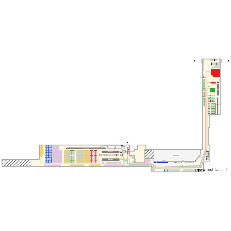 Atelier cartons 5S. Plan de 6 pièces et 1362 m2