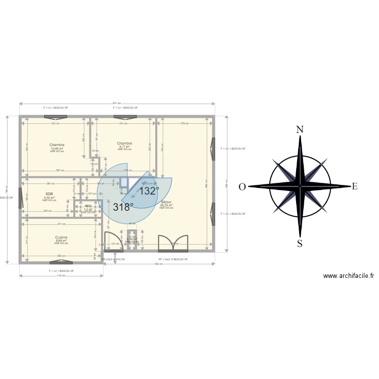 ML24012076. Plan de 9 pièces et 64 m2