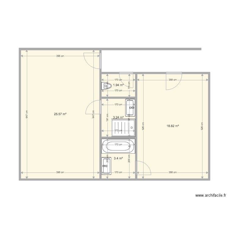 CHAMBRES 2 ET 3 SDB WC PROJET 4. Plan de 0 pièce et 0 m2