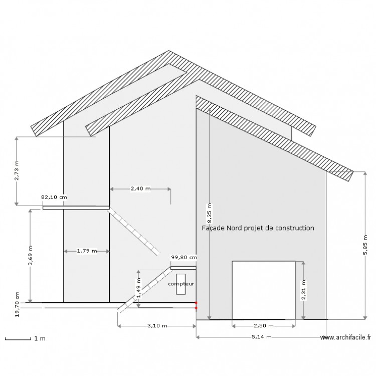 Facade Nord projet. Plan de 0 pièce et 0 m2