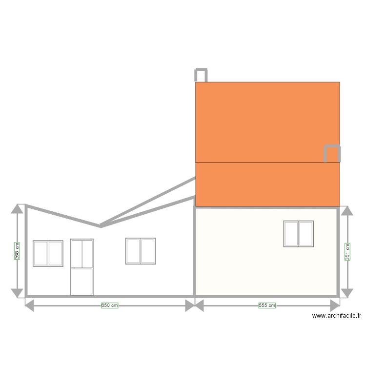 Plan facade coté jardin. Plan de 0 pièce et 0 m2