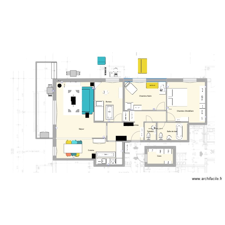 Chasseur 40 à 4 (option 2). Plan de 9 pièces et 97 m2