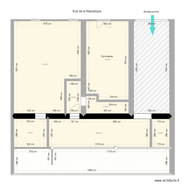 173 République RDC répart géomètre. Plan de 9 pièces et 217 m2