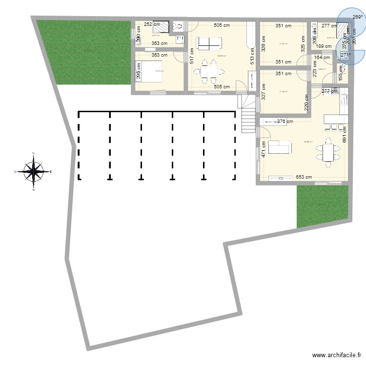 test tremuson V1. Plan de 10 pièces et 114 m2