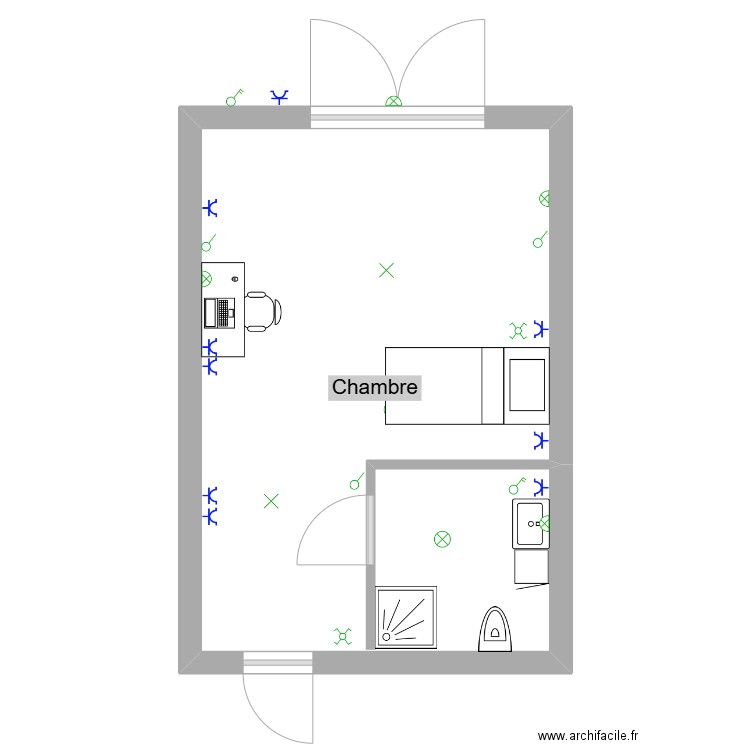 Schéma électrique . Plan de 1 pièce et 24 m2