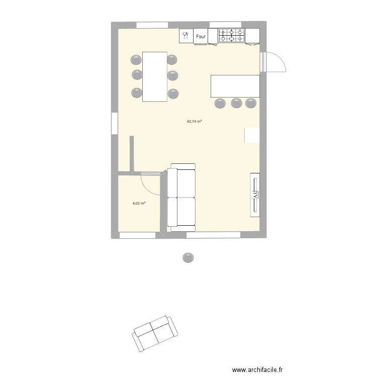 Maison . Plan de 2 pièces et 47 m2