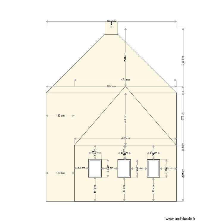 facade sud. Plan de 0 pièce et 0 m2