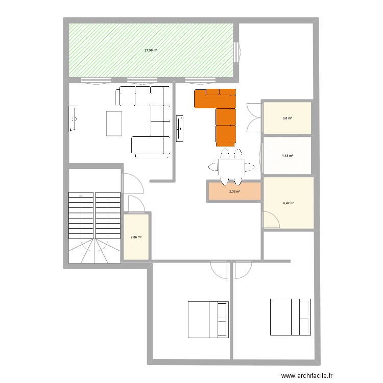 1er etage batna. Plan de 6 pièces et 41 m2