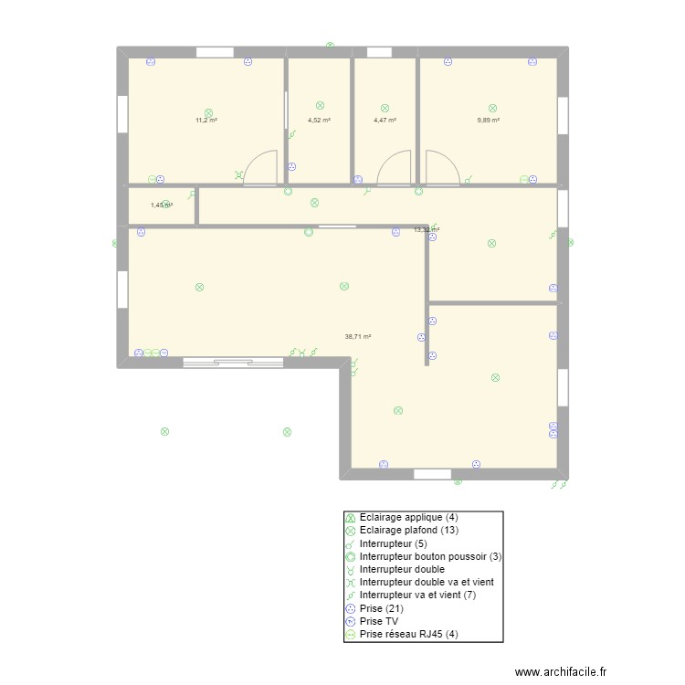  HUBBEL FRANCOISE SCHOELCHER. Plan de 7 pièces et 84 m2