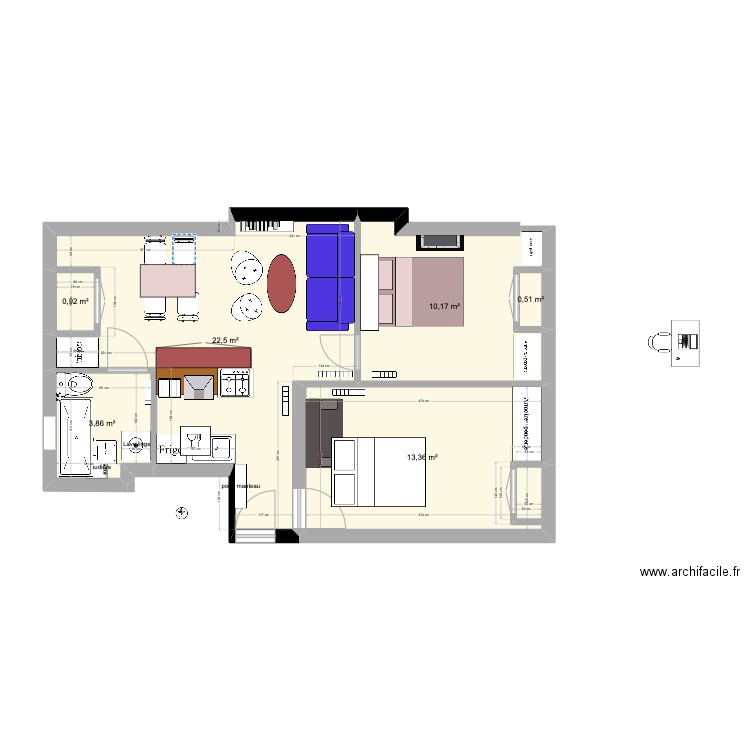 maison. Plan de 6 pièces et 51 m2