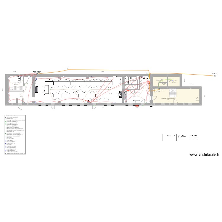 Schéma technique courant fort RDC gite grand Moné. Plan de 0 pièce et 0 m2