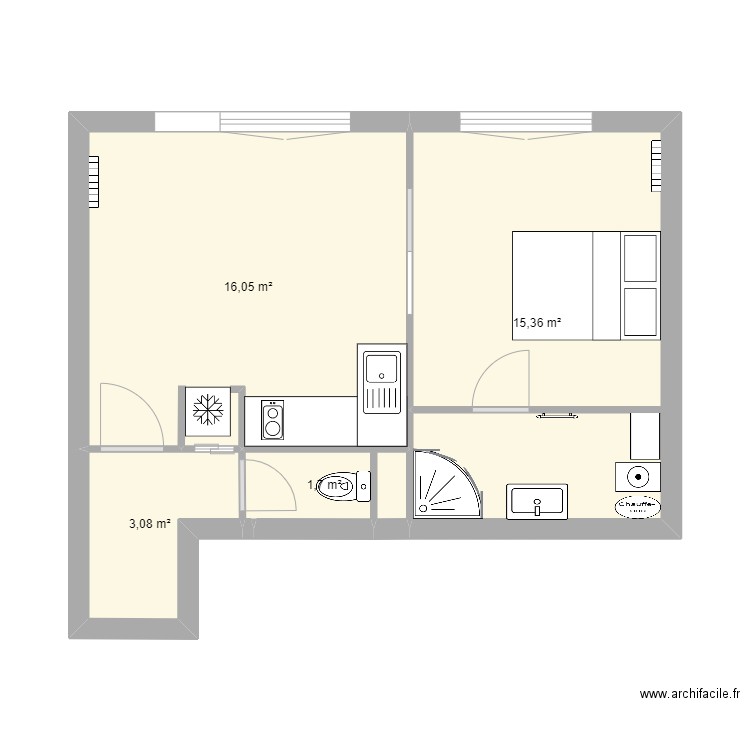 Nancy. Plan de 4 pièces et 36 m2