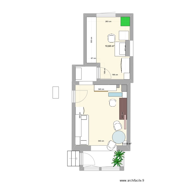 FOREST 2. Plan de 2 pièces et 24 m2