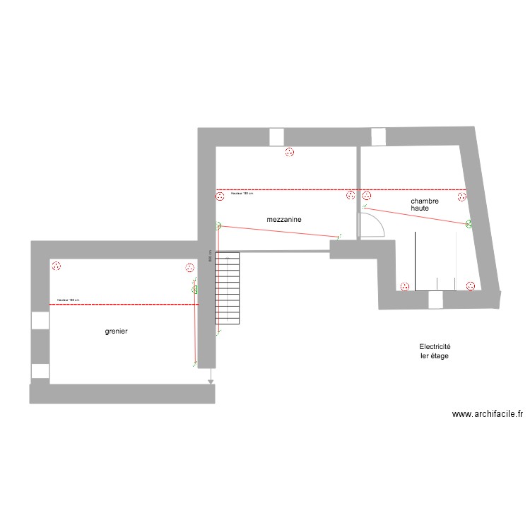 Electricité 1er étage. Plan de 0 pièce et 0 m2