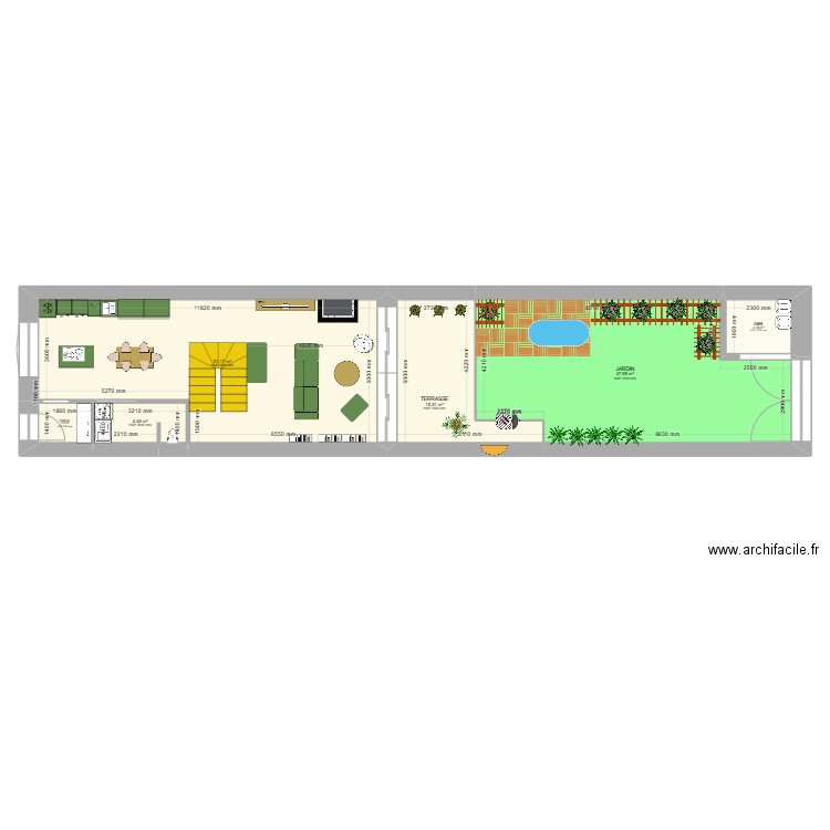 JARDIN. Plan de 12 pièces et 195 m2