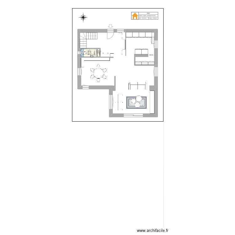 Projet - Villefranche RDC. Plan de 2 pièces et 2 m2