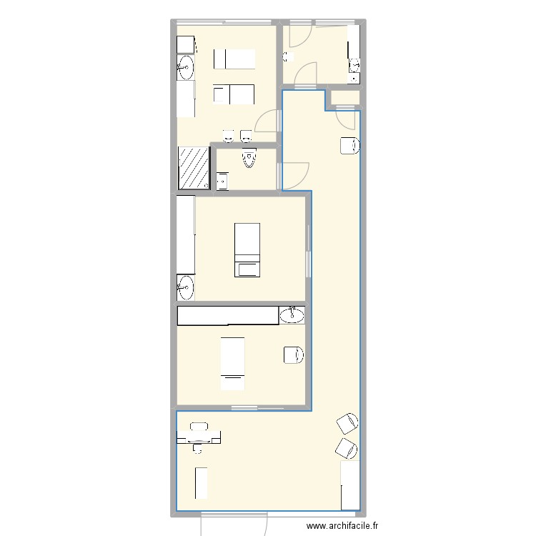 Plan ligne et beauté . Plan de 7 pièces et 172 m2