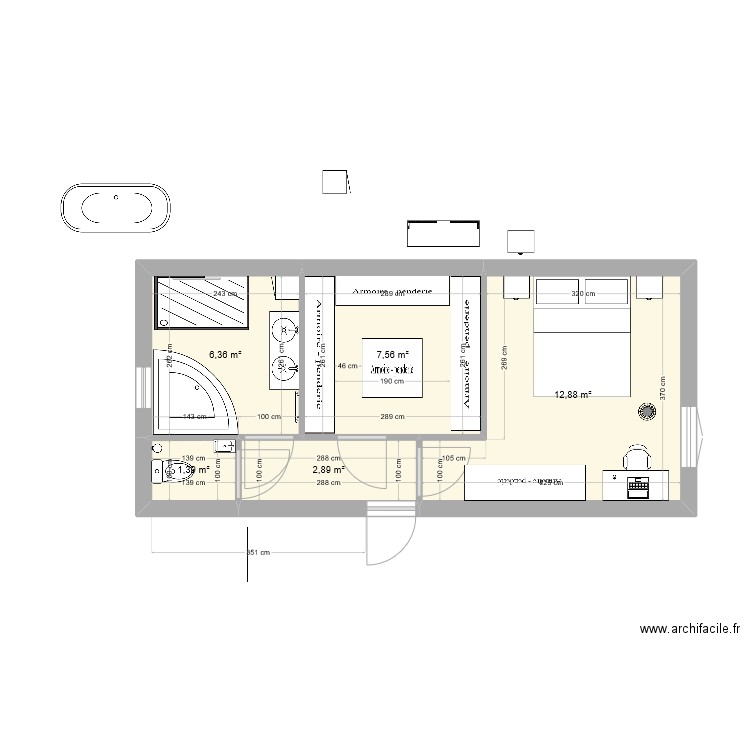 AGRANDISSEMENT GRANGE VERSION 1. Plan de 5 pièces et 31 m2