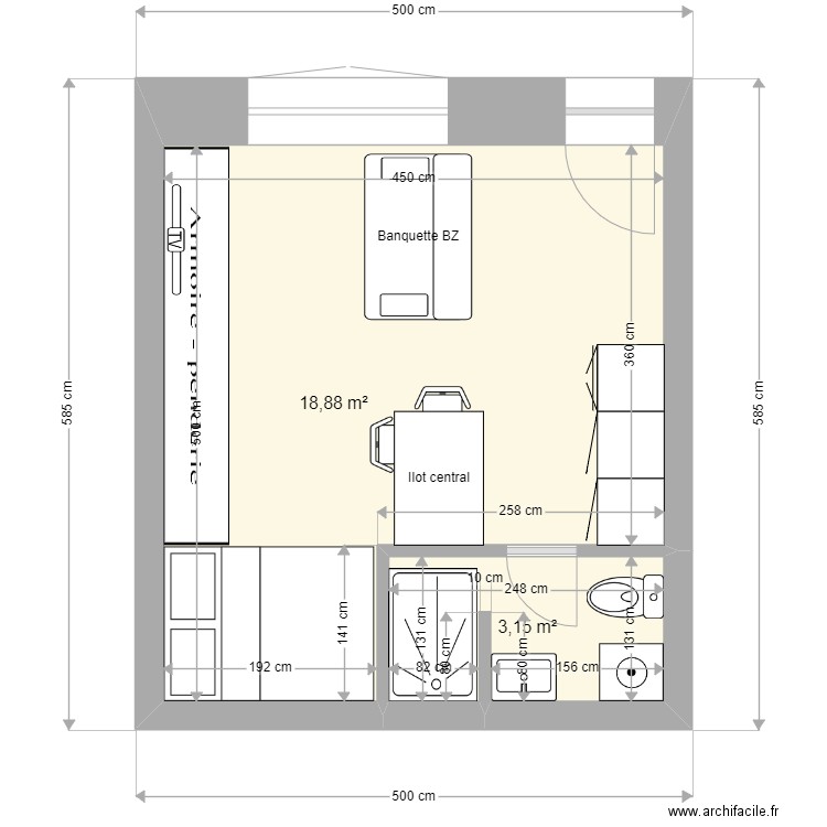 STUDIO RDC. Plan de 0 pièce et 0 m2