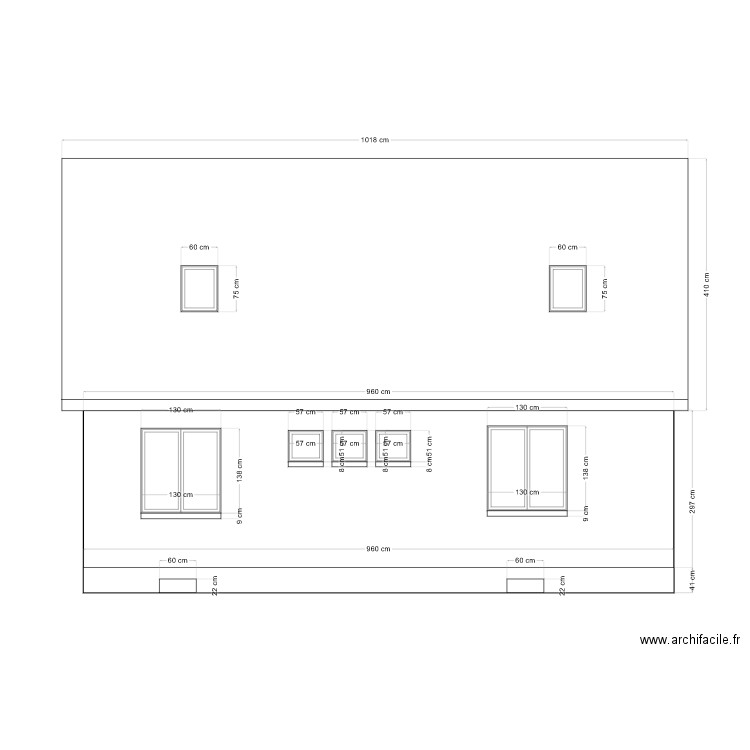 Façade Jardin nouveau projet. Plan de 0 pièce et 0 m2