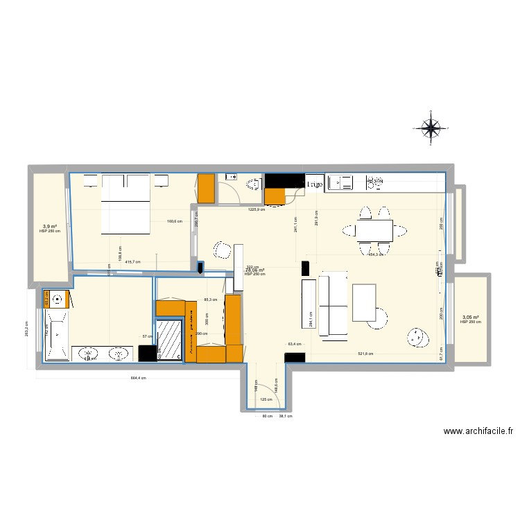 JOHANNA PROJET 5.01. Plan de 4 pièces et 86 m2