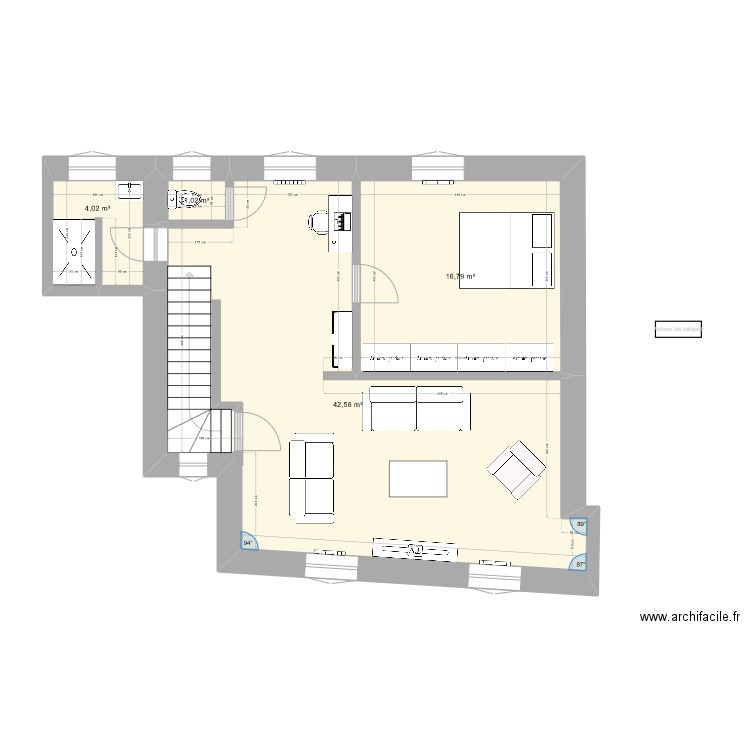 PLAN base sans ISO . Plan de 4 pièces et 64 m2