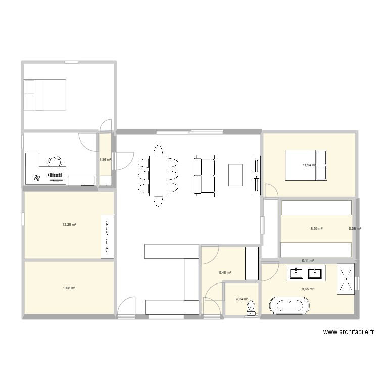 maison. Plan de 10 pièces et 61 m2