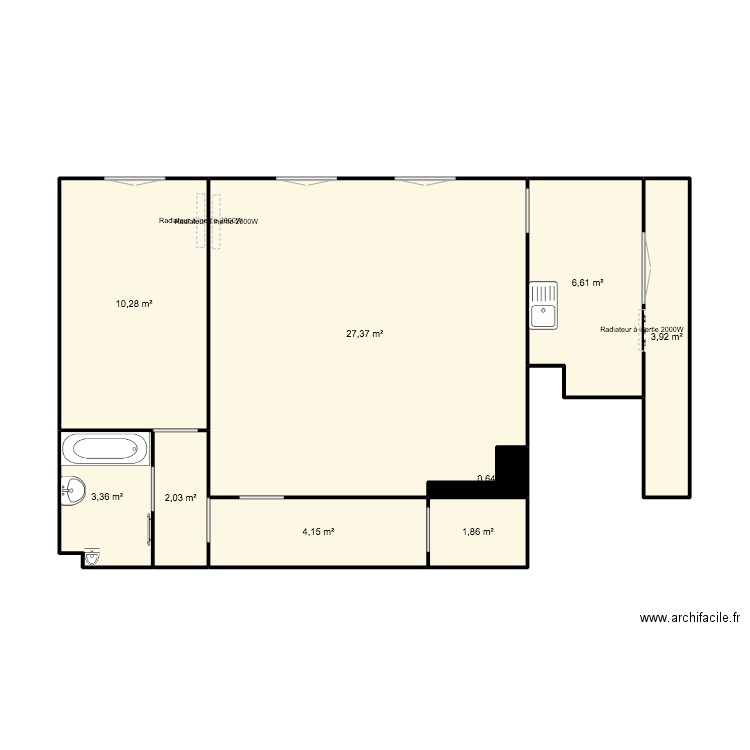 paris 20. Plan de 0 pièce et 0 m2