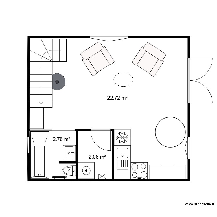 RDC Chalet 28 m2 Test . Plan de 0 pièce et 0 m2