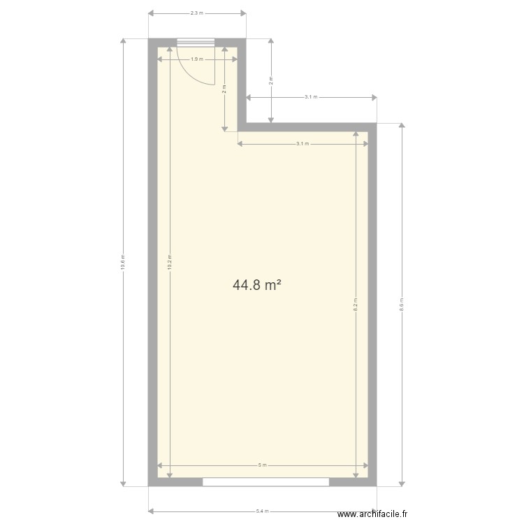 HANGAR A6. Plan de 1 pièce et 45 m2