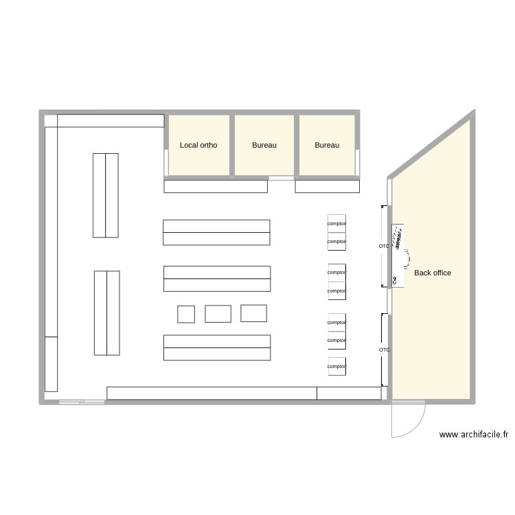 pharmacie,. Plan de 4 pièces et 17 m2