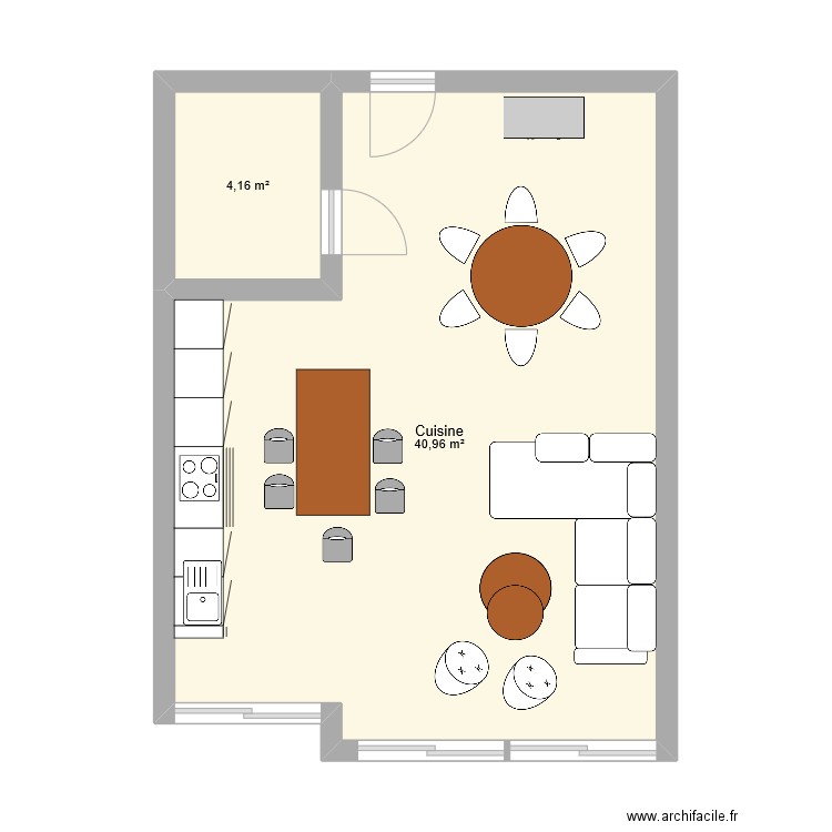 LA SAPINIERE. Plan de 2 pièces et 45 m2