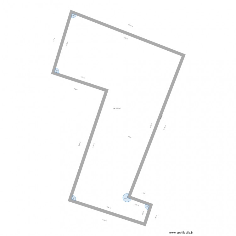 xv39 b. Plan de 1 pièce et 96 m2