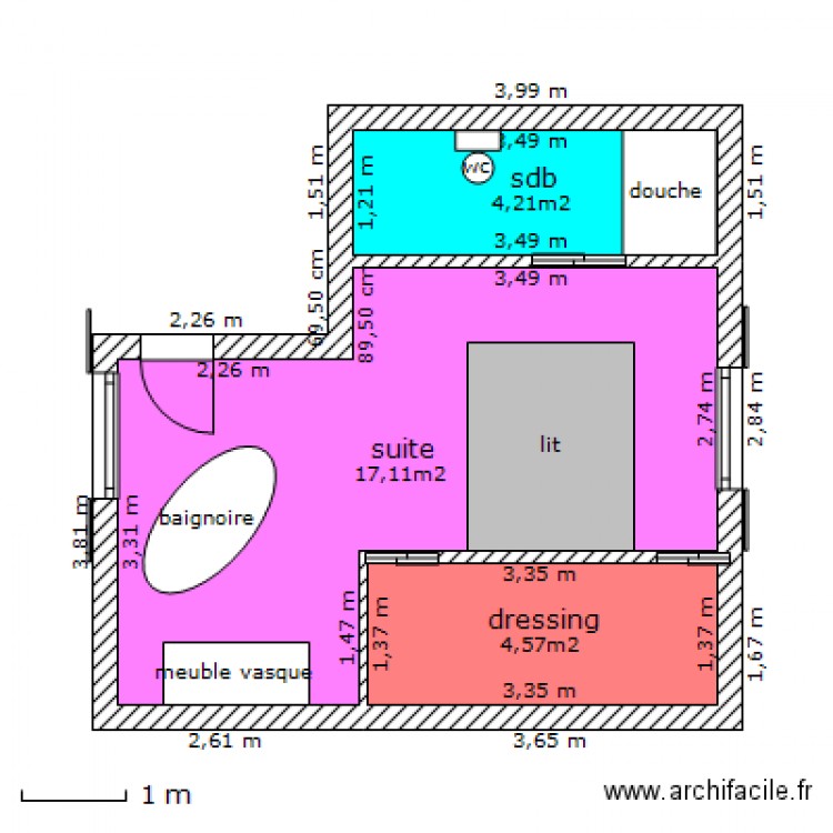 suite. Plan de 0 pièce et 0 m2