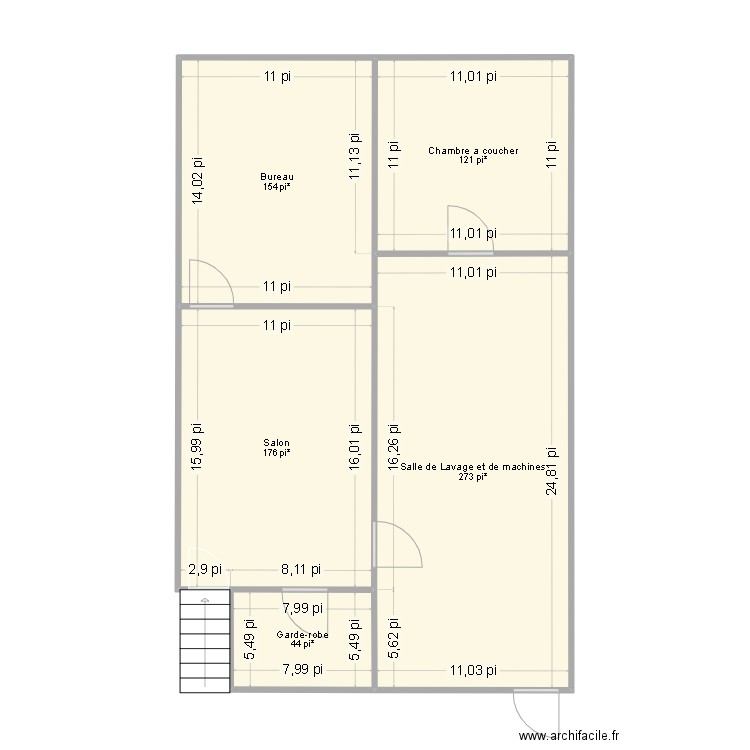 Sous-sol. Plan de 5 pièces et 71 m2