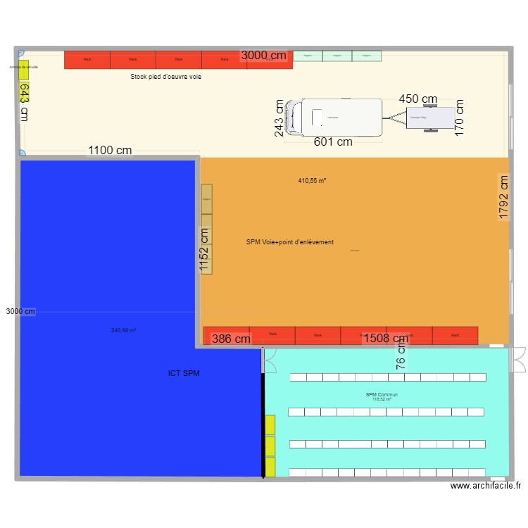 SPM Interieur Voie Ronet . Plan de 3 pièces et 770 m2