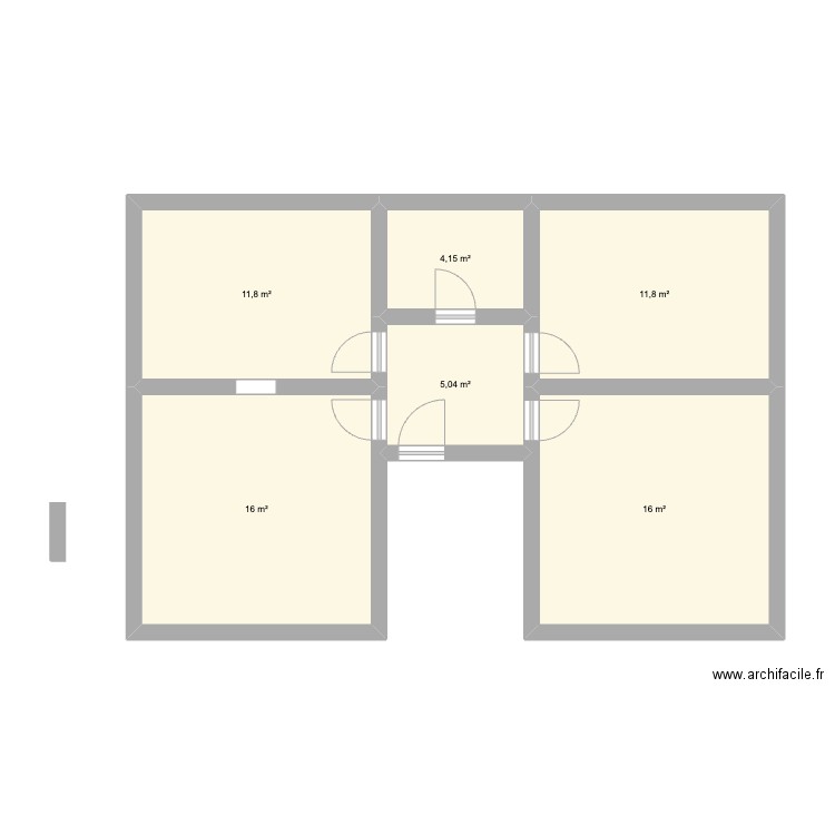 Appart. Plan de 6 pièces et 65 m2