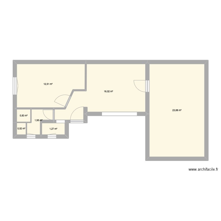 Essai 1. Plan de 7 pièces et 57 m2